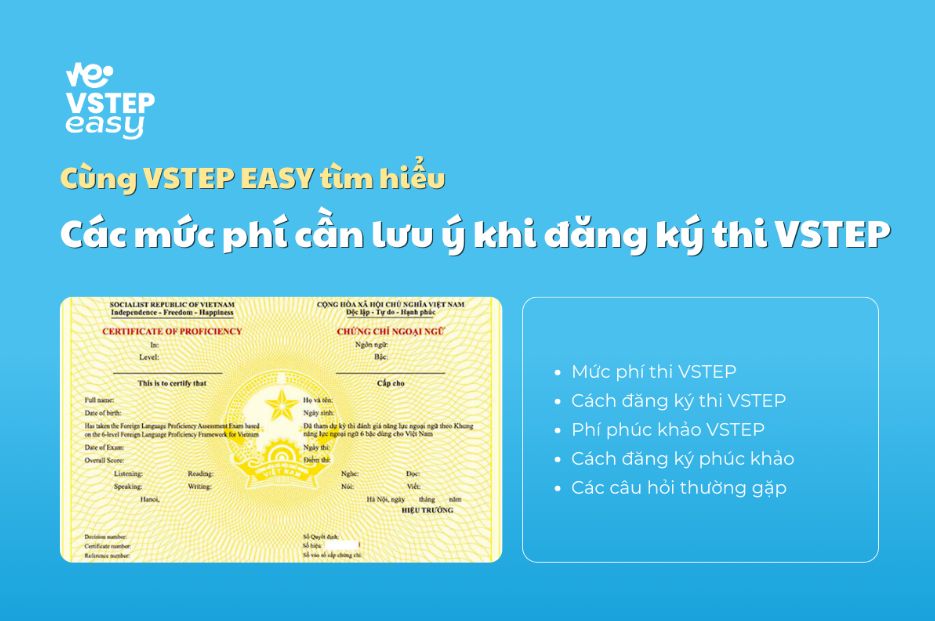Các mức phí cần lưu ý khi đăng ký thi VSTEP