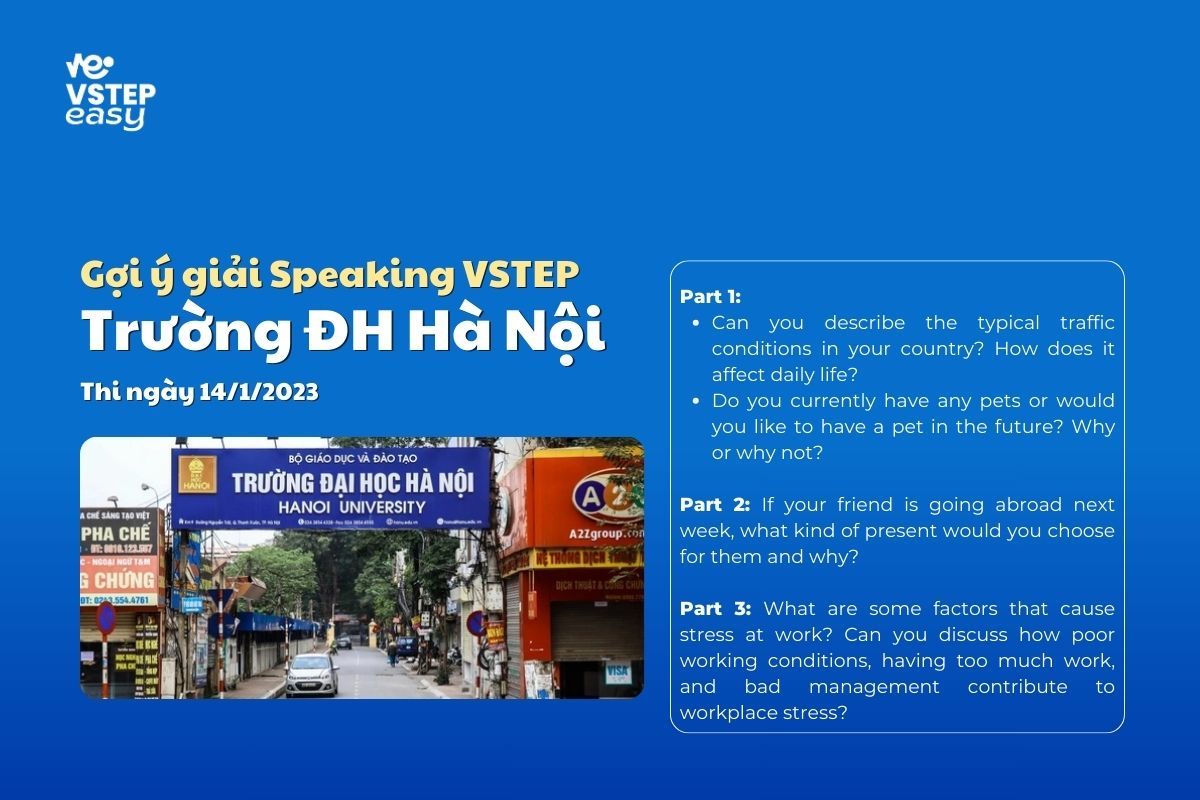 Chữa Đề Speaking VSTEP Trường Đại Học Hà Nội Ngày 14/1/2023