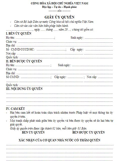 Giấy ủy quyền nhận thay chứng chỉ VSTEP