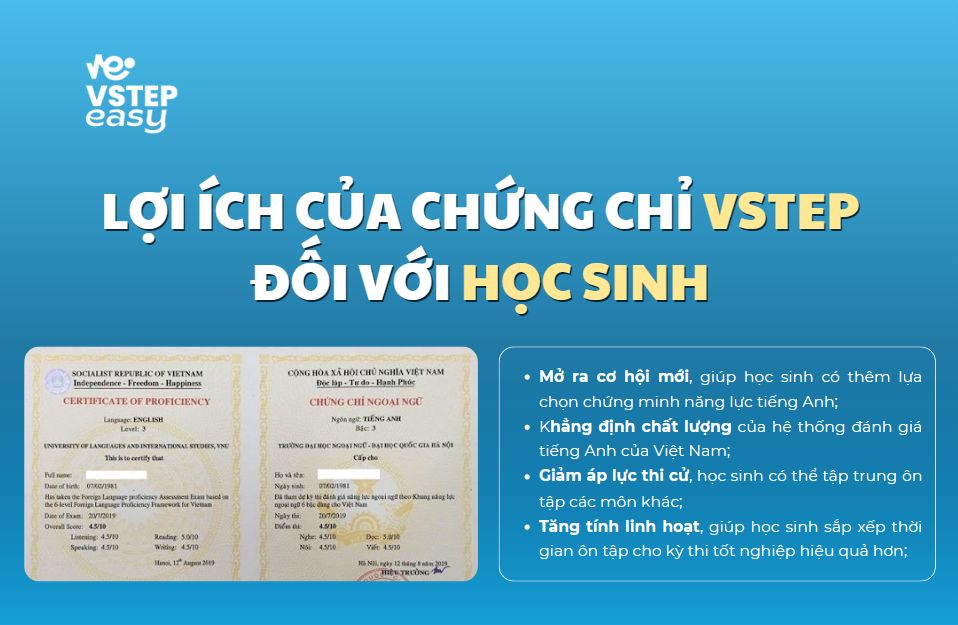 Lợi ích của chứng chỉ VSTEP đối với học sinh