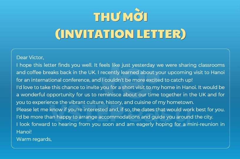 Ví dụ về Thư mời (Invitation Letter)