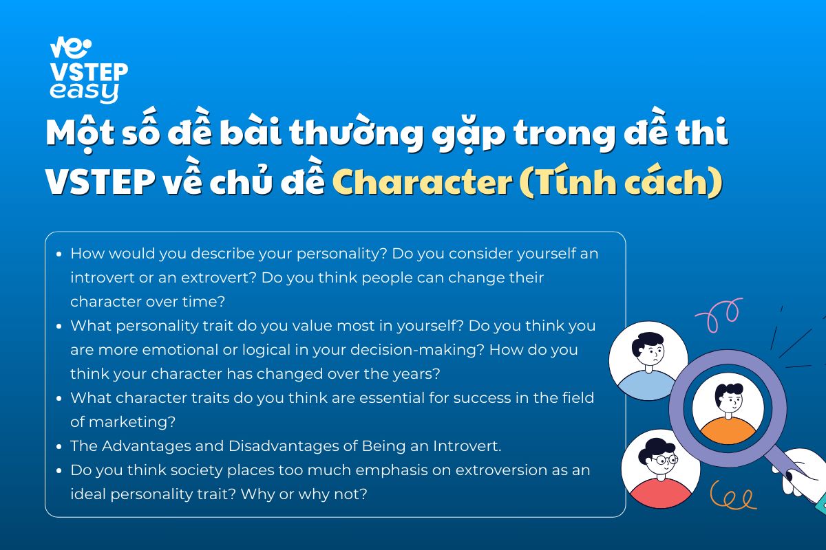 Một số đề bài thường gặp trong VSTEP về chủ đề Character (Tính cách)