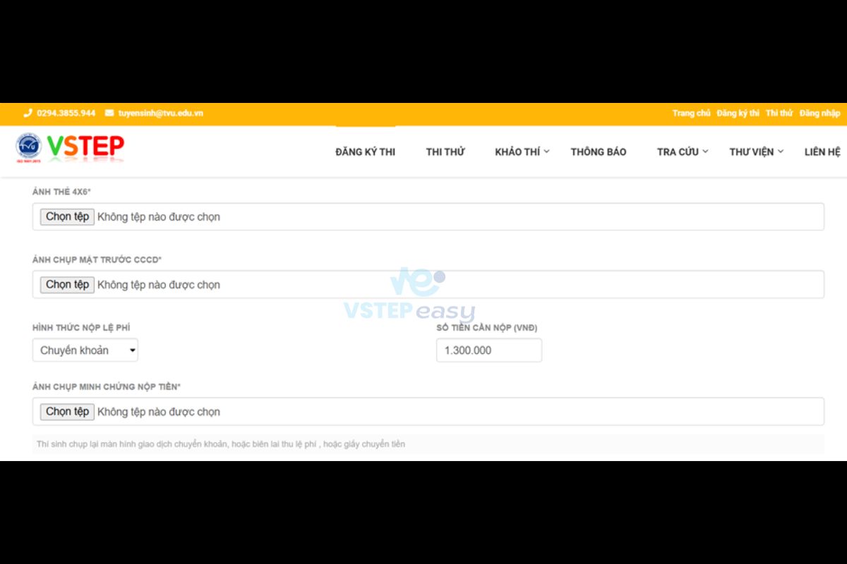 Phiếu đăng ký thi VSTEP TVU 4