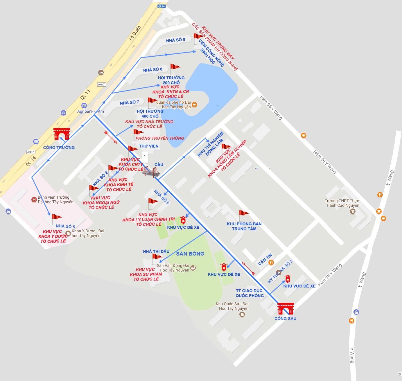 Sơ đồ Trường Đại học Tây Nguyên