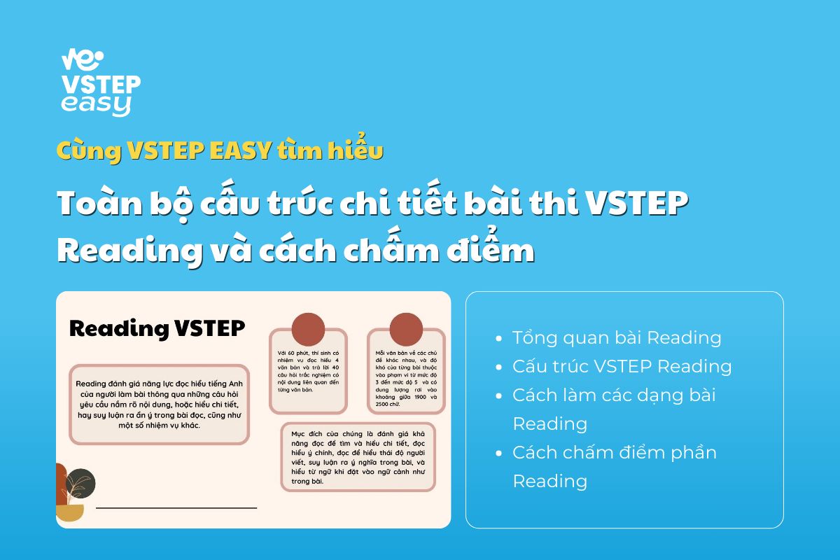 Toàn bộ cấu trúc bài thi VSTEP Reading chi tiết và cách chấm điểm