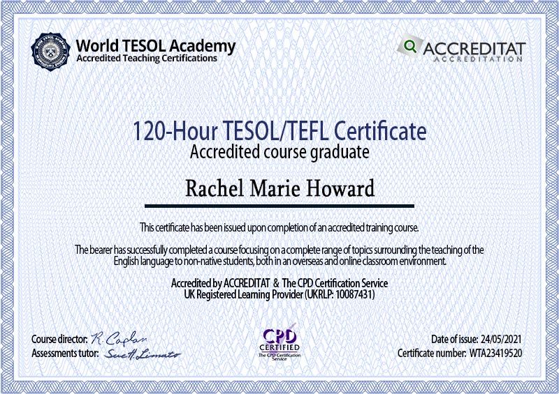 Hình ảnh chứng chỉ TESOL