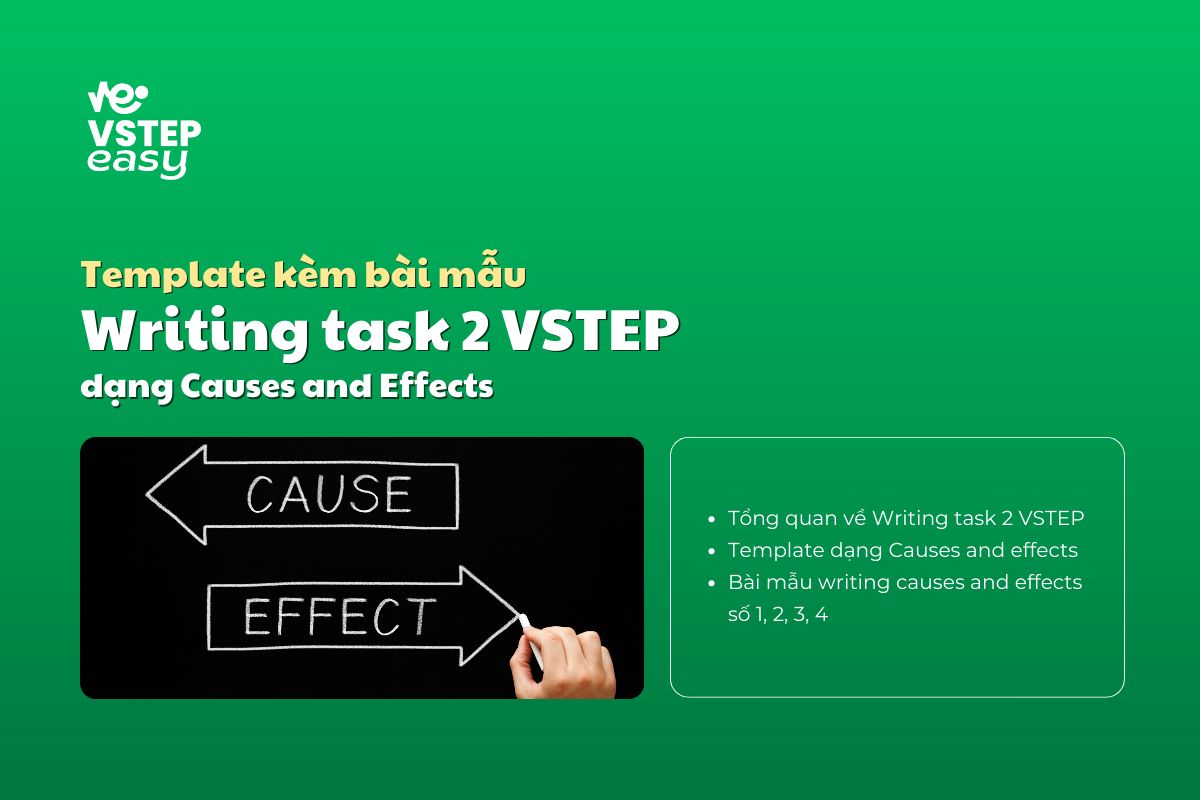 Template writing task 2 VSTEP dạng CAUSES AND EFFECTS