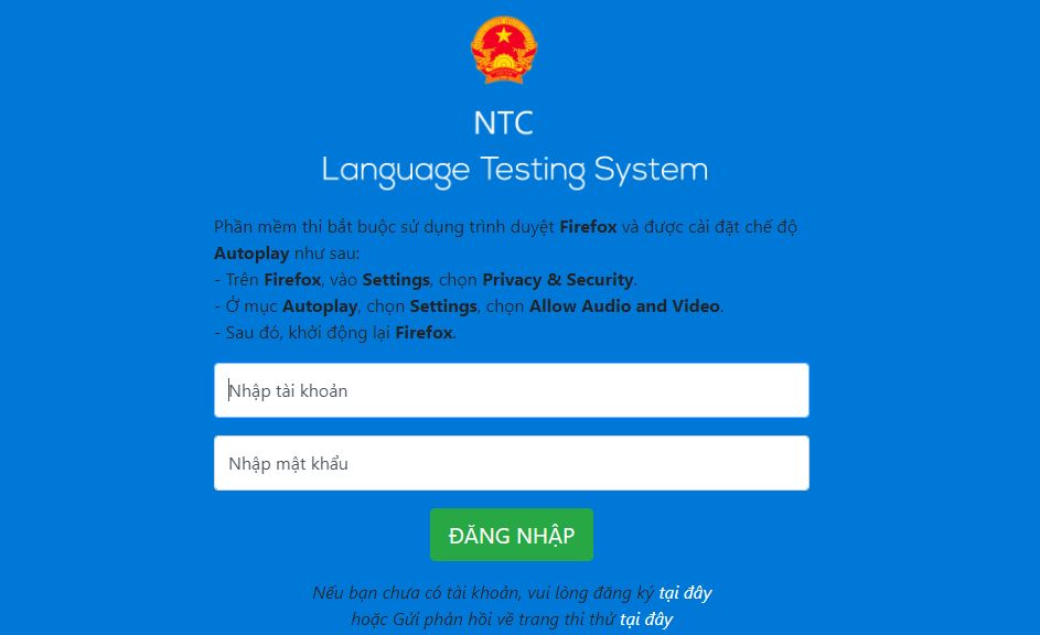 Website thi thử của Trung tâm Khảo thí Quốc gia