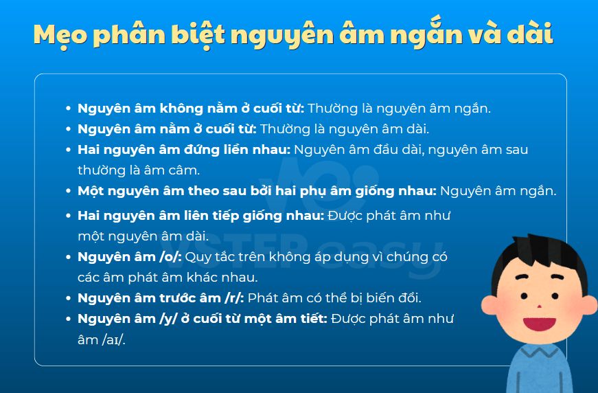 Mẹo phân biệt nguyên âm ngắn và dài