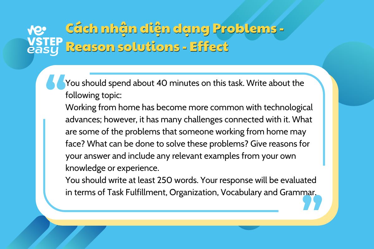 Ví dụ về dạng bài Problems - Reason solutions - Effect trong VSTEP Writing Task 2
