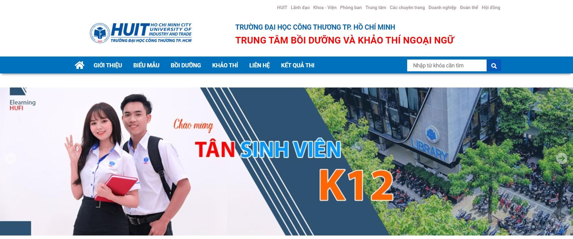 Website chính thức của trung tâm Bồi dưỡng và Khảo thí ngoại ngữ Trường Đại học Công Thương TP.HCM