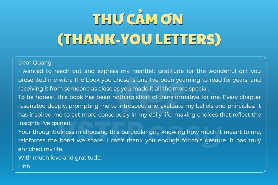 Ví dụ về Thư cảm ơn (Thank-you letters)