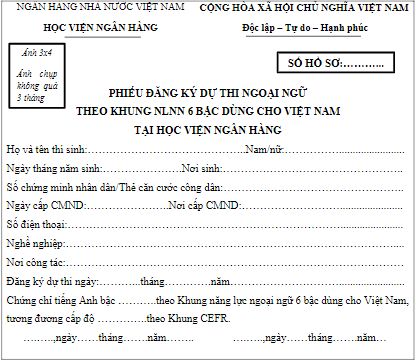 Mẫu đăng ký thi VSTEP Học viện Ngân hàng