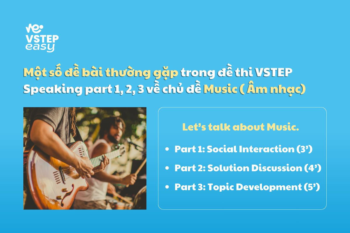 Đề bài thường gặp trong đề thi VSTEP Speaking chủ đề Music
