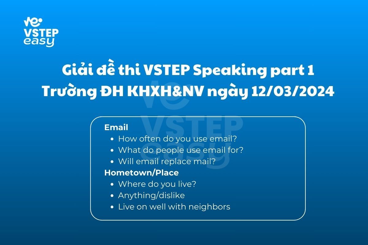 Đề thi VSTEP Speaking Part 1 USSH