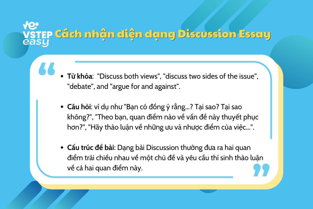 Cách nhận diện bài Discussion Essay