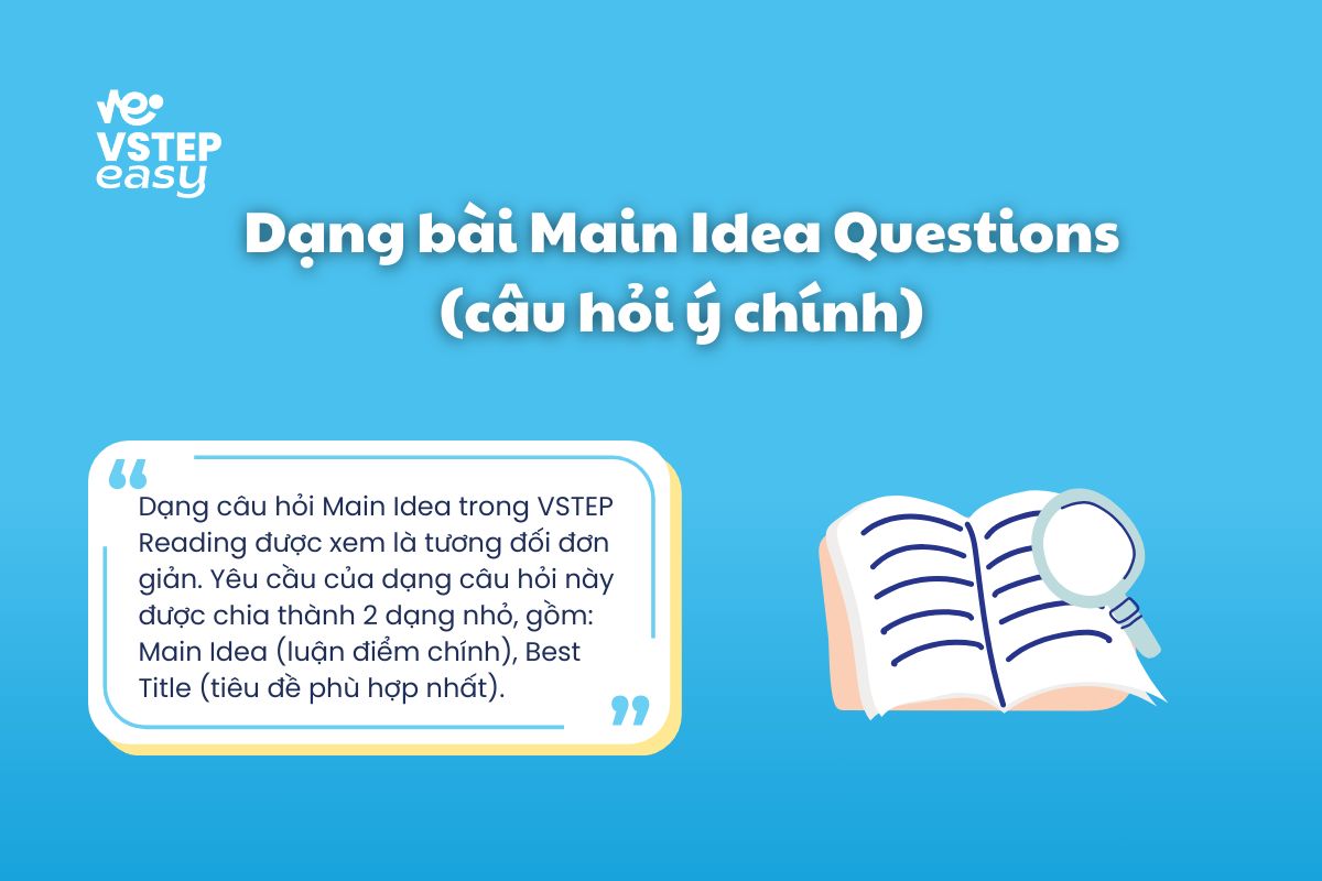 Dạng bài Main Idea Questions (câu hỏi ý chính) trong VSTEP Reading