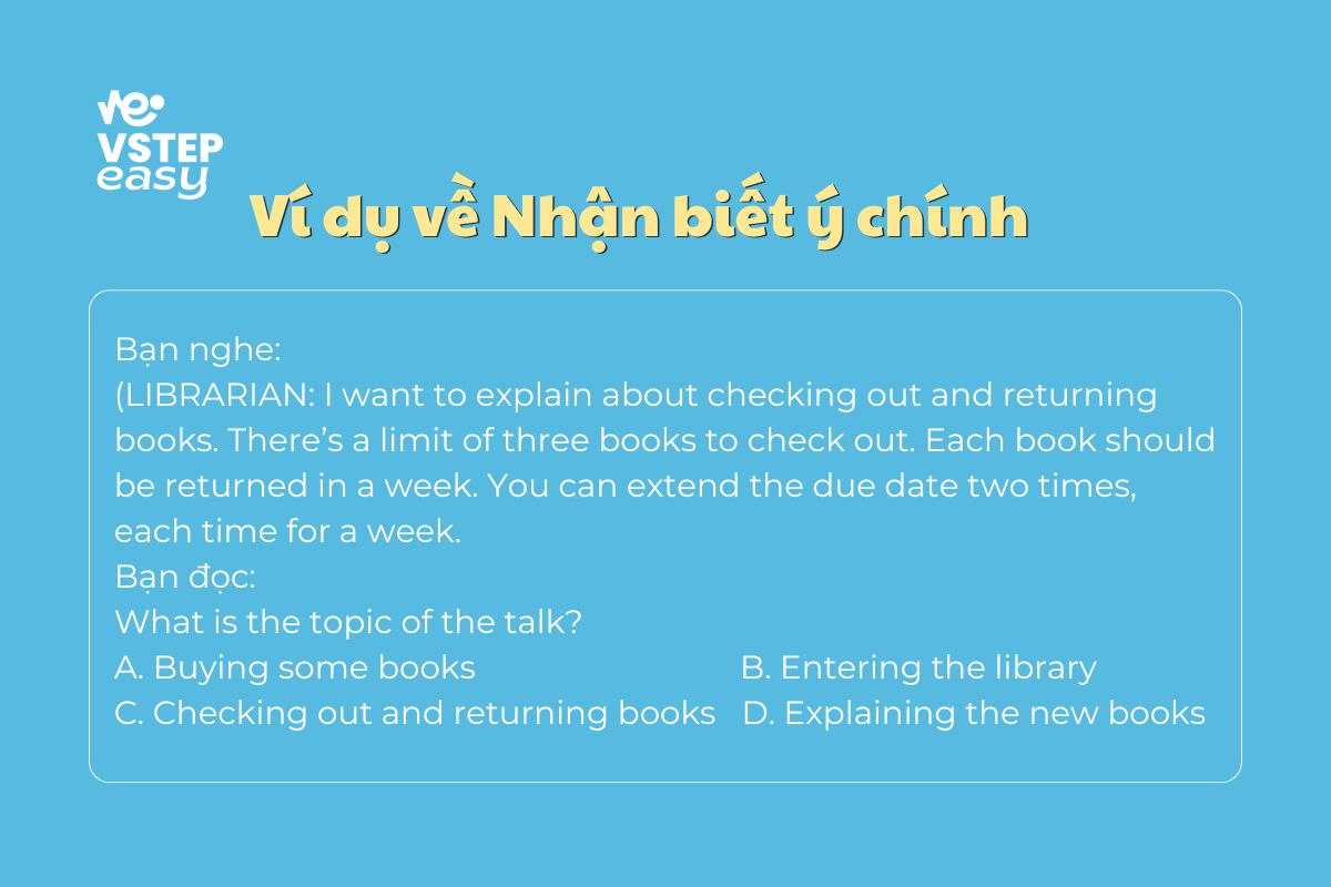Ví dụ về dạng bài nhận biết mục đích chính