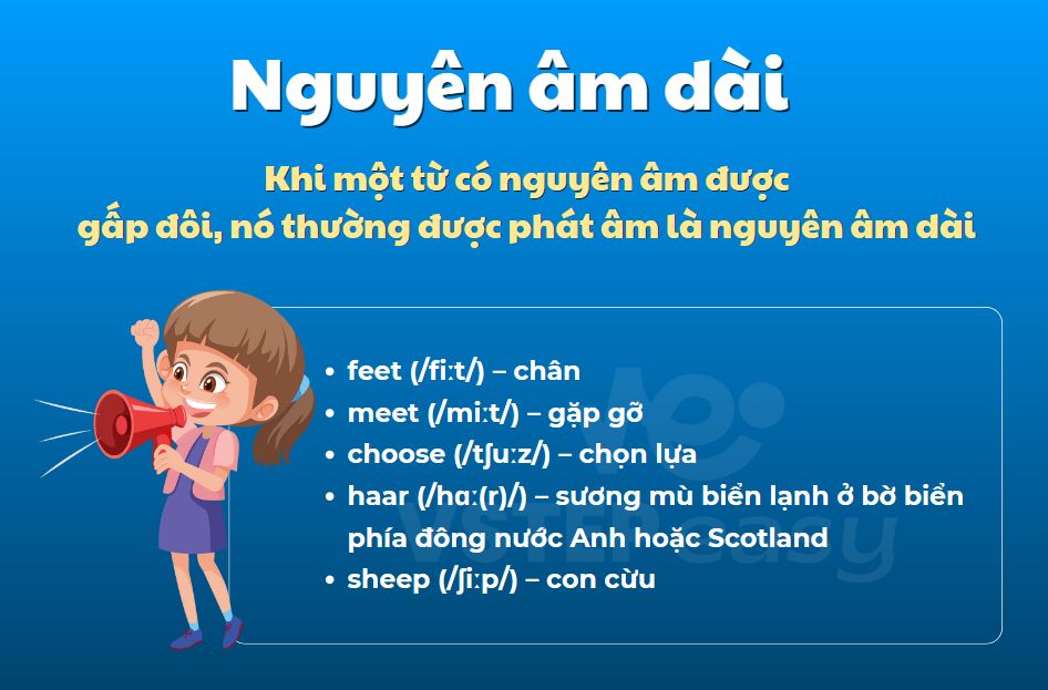Dấu hiệu nhận biết nguyên âm dài