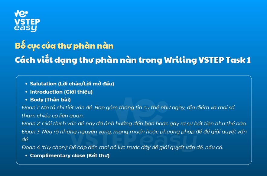 Bố cục của thư phàn nàn
