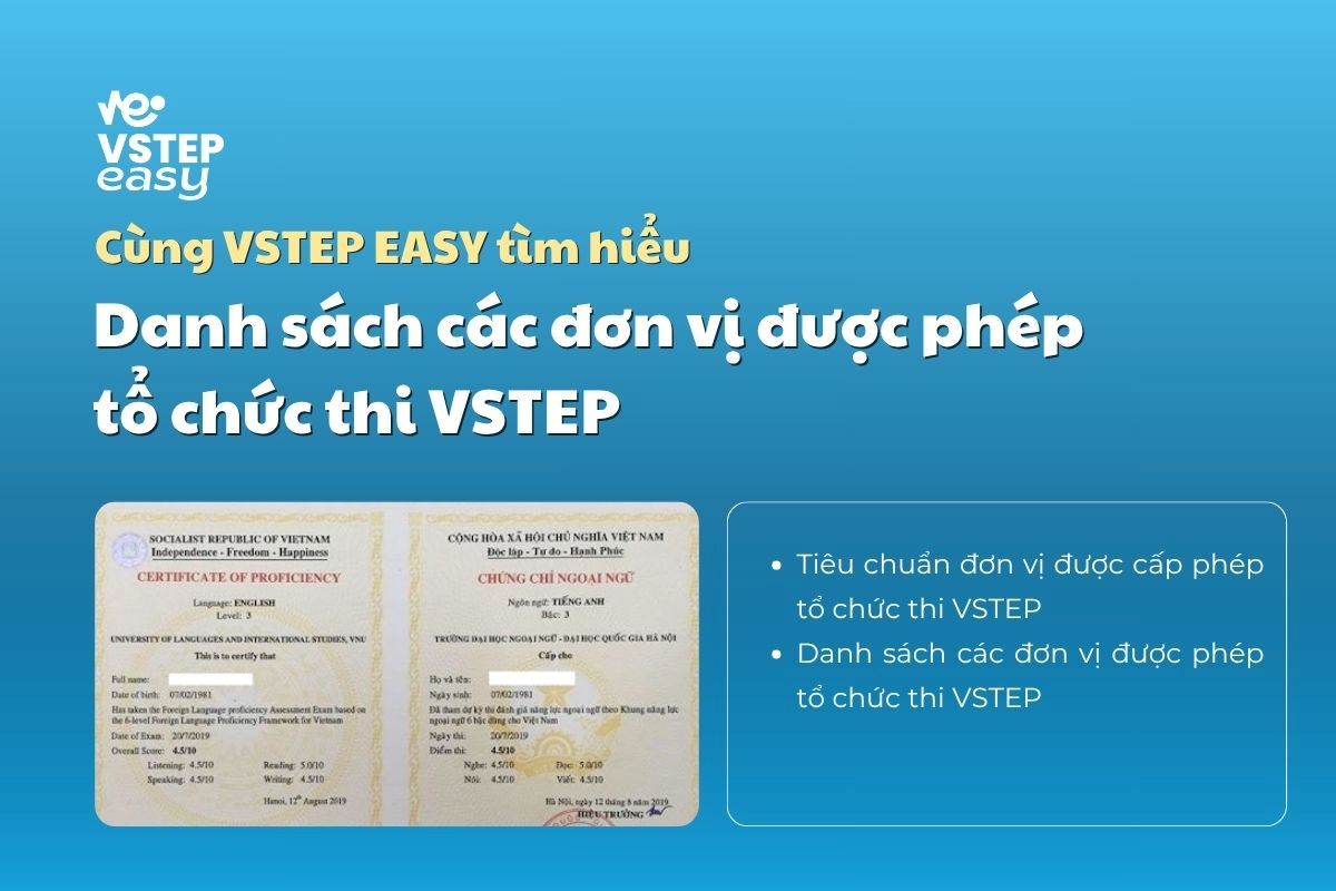 Danh sách 38 đơn vị được phép tổ chức thi VSTEP