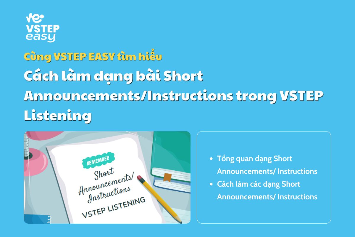 Cách làm dạng bài Short Announcements/Instructions trong VSTEP Listening