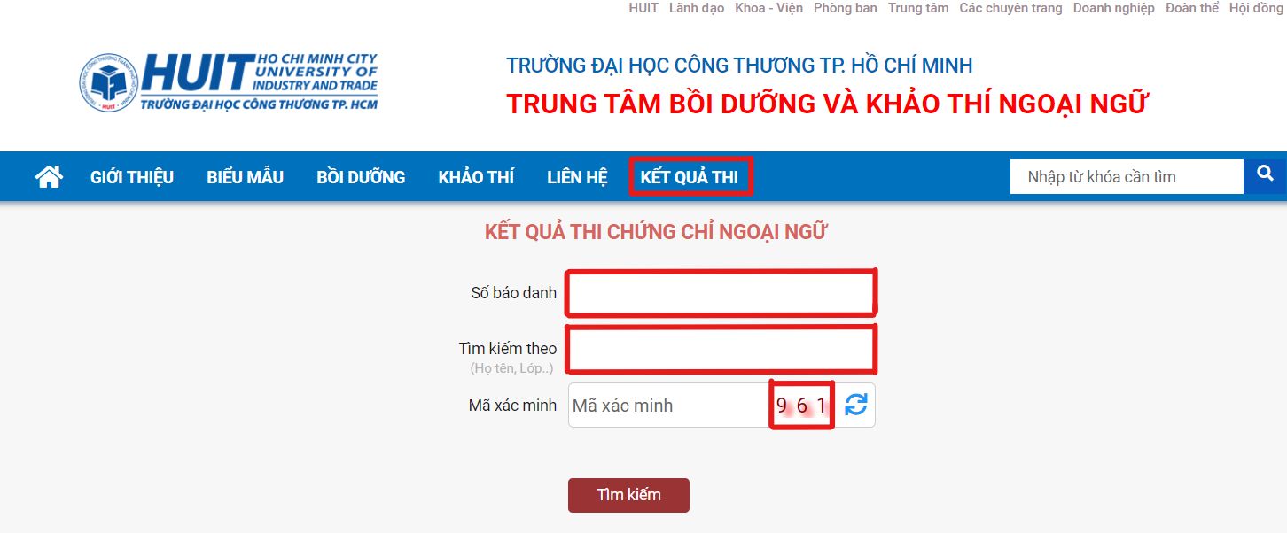 Cách tra cứu kết quả thi chứng chỉ trên website của HUIT