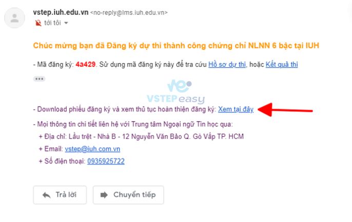Thông báo qua email sau khi đăng ký thành công