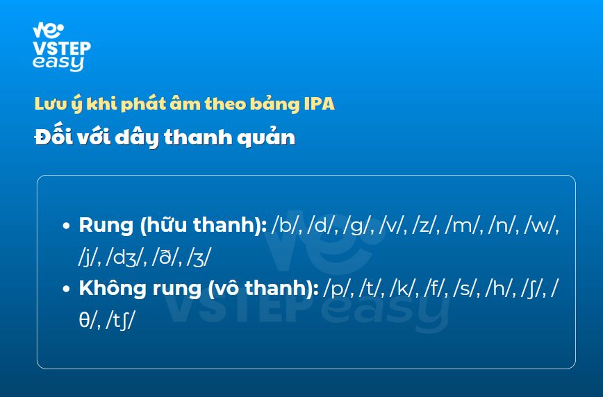 Lưu ý khi phát âm theo bảng IPA đối với dây thanh quản
