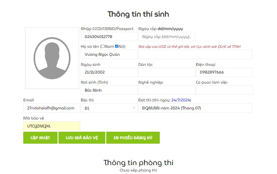 Điền phiếu đăng ký thi VSTEP
